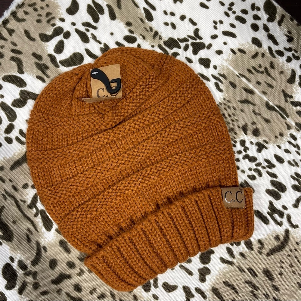 C.C  slouchy Knit Beanie - burnt Orange